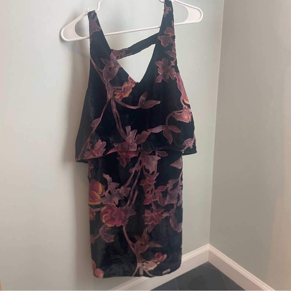 Everly Elegant Black and Purple Velvet Dress